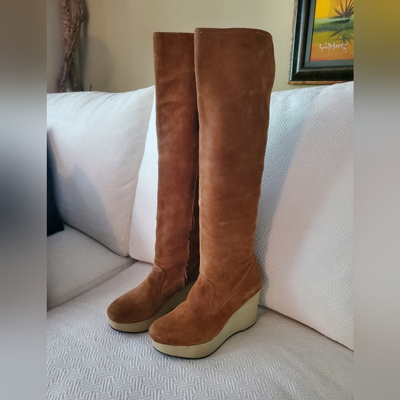 Brand New Tall Suede Leather Boots 7 1/2 or 8 - Picture 1 of 7